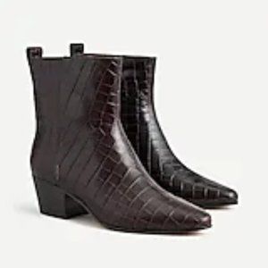 New J Crew Croc-embossed leather western boots 10